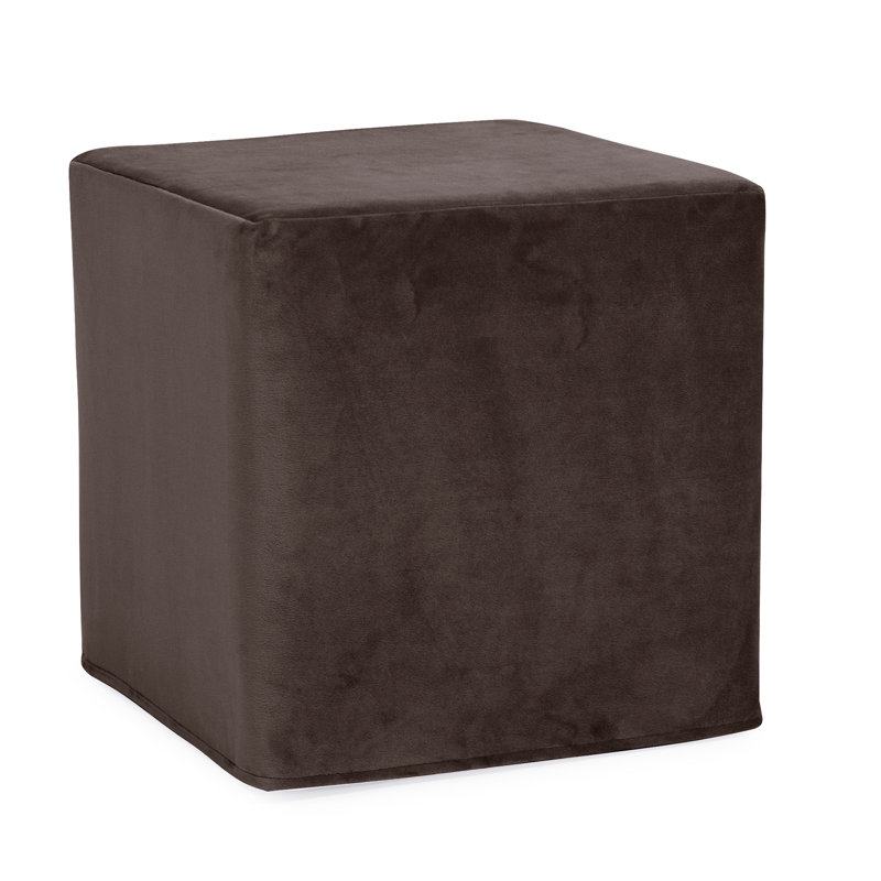 Repose-pieds carré 100% polyester de 17 po Contreras, Bella en velours performance chocolat