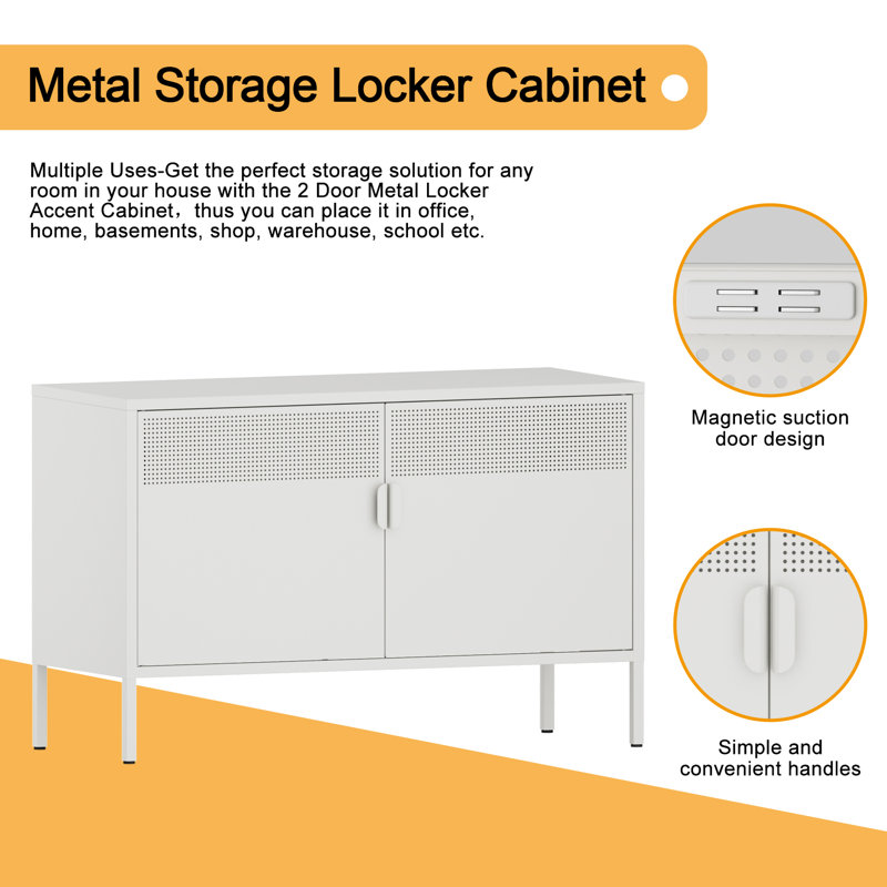 Labradford 39.5'' Wide 1 - Shelf Storage Cabinet, White/Blue