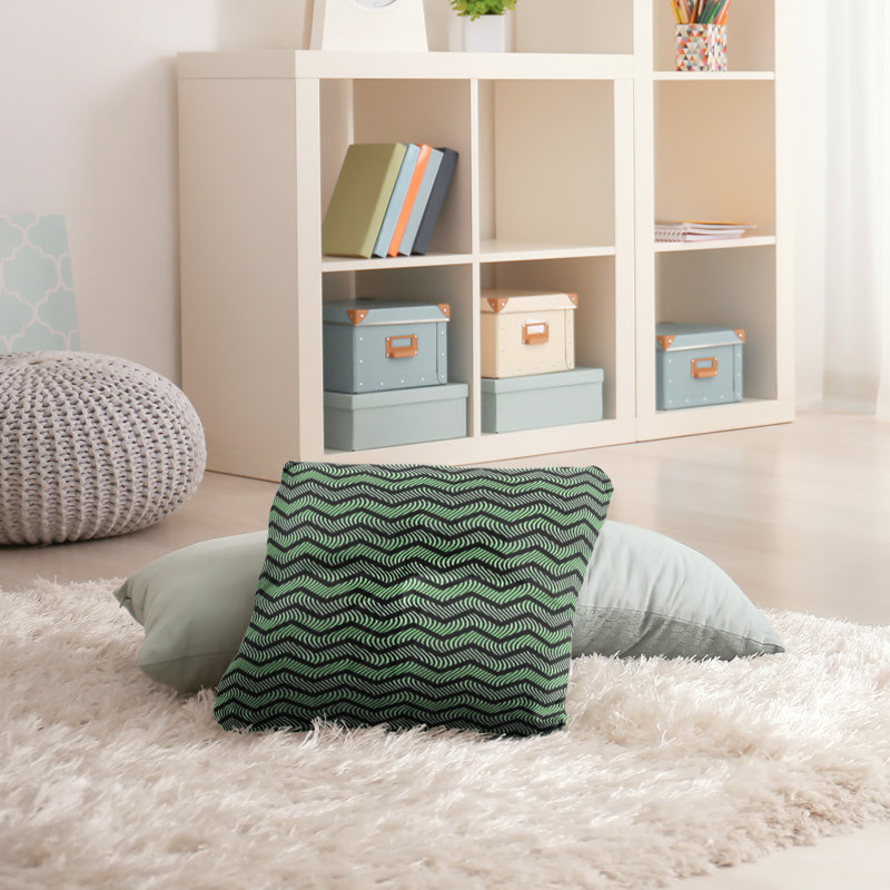Coussin Rhonda, 26 x 26, Noir, vert