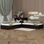 Lit plateforme simple en L avec lit gigogne et armoires, lit d'angle en bois avec bureau et lumière DEL