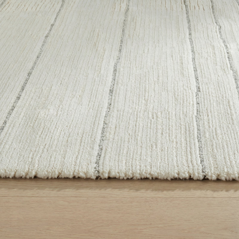Tapis intérieur rayé beige / crème 5 pi x 8 pi (5 pi 3 po x 7 pi 7 po) Sama Branch Branch, Rectangle 5 pi 4 po x 7 pi 8 po