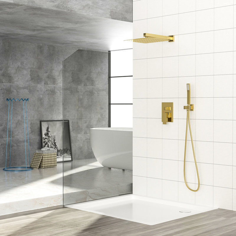 12 Inch Square Dual Shower, Matte Black Finish, Wall Installation Mounted Shower Head - Inch, Black, Ultra-thin Overhead