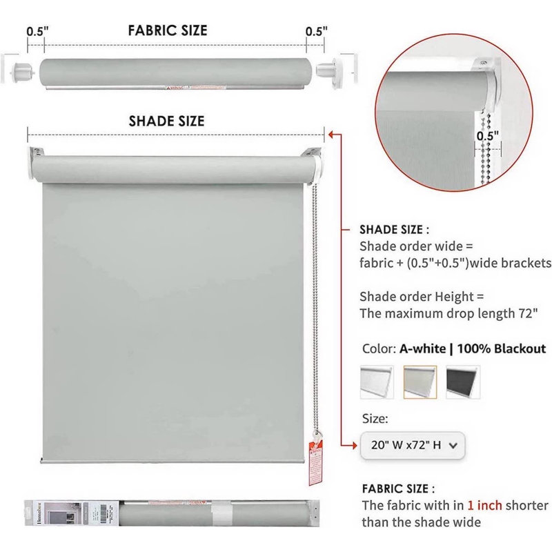 Rideaux occultants et imperméables gris à protection UV pour la maison et le bureau, Gris, L 32 po x L 72 po