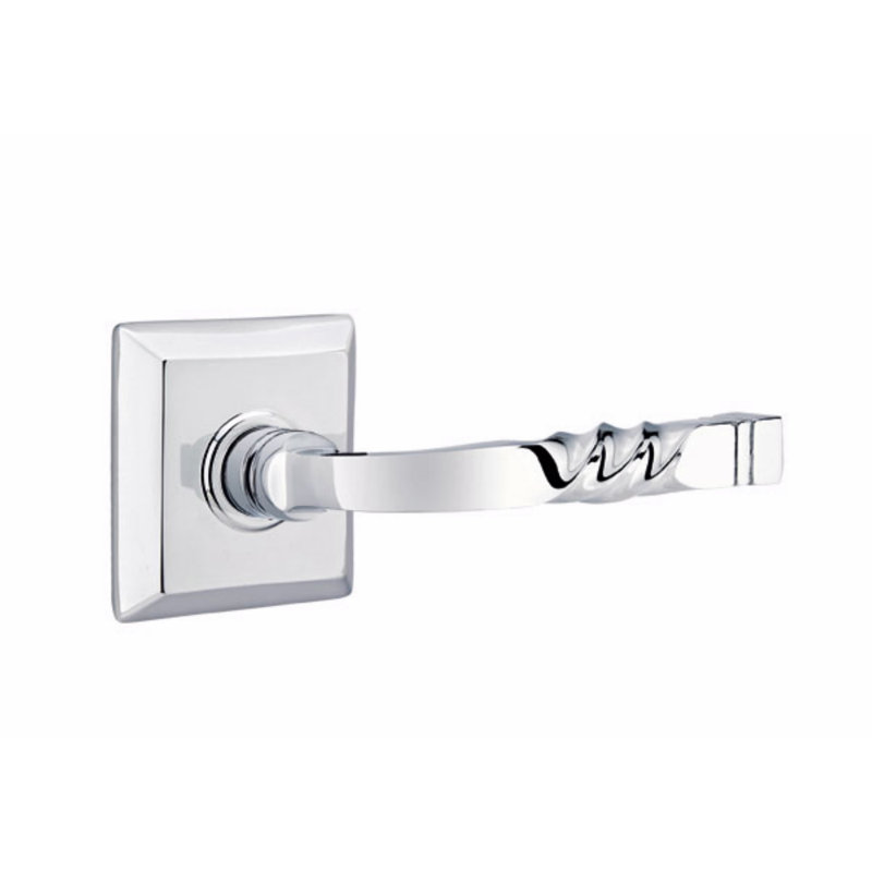 Santa Fe Flat Passage (Hall & Closet) Door Lever with Oval Rosette, Bright Chrome, Right