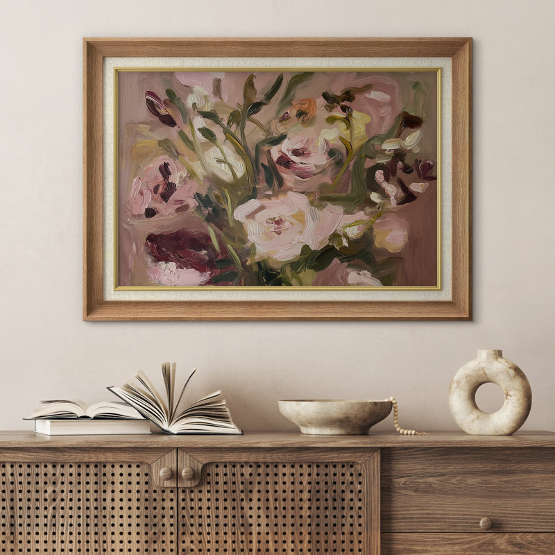 Doux rose, impressionniste, impression sur papier encadrée, H 26 po x l 36 po x P 1,5 po, Cadre naturel de qualité supérieure