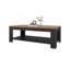 Table basse H 16,2 po, 1 tablette, wengé noir / chêne naturel - salon