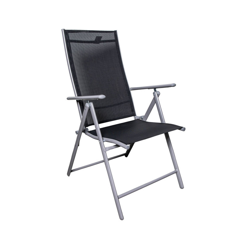 Folding Patio Dining Armchair, Black/White