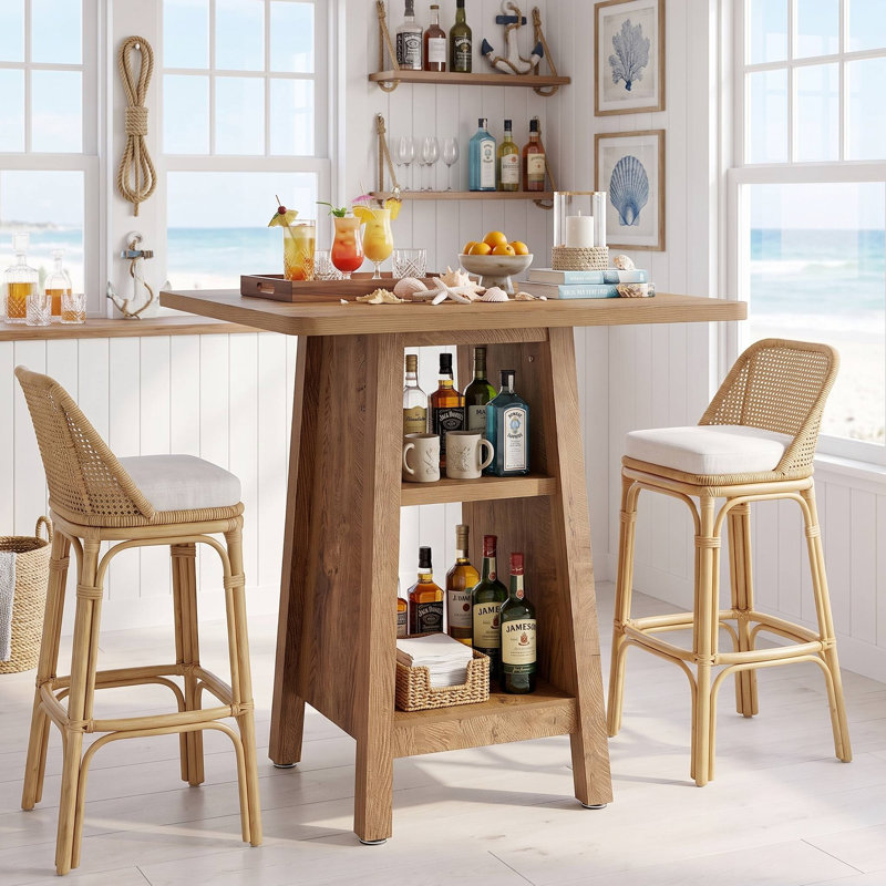Table carrée en bois avec rangement