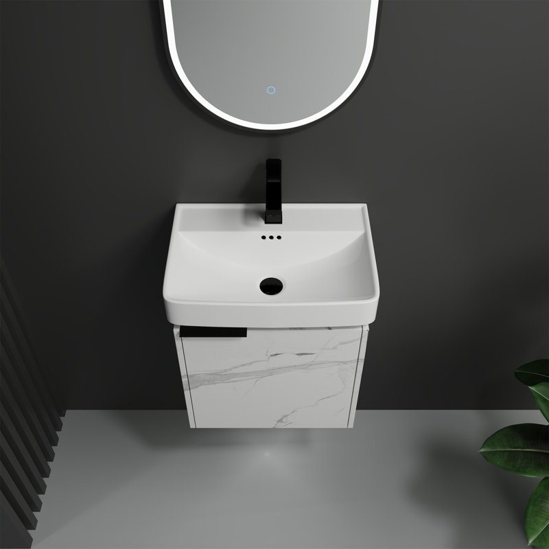 Wall-mounted Bathroom Vanity With Ceramic Sink