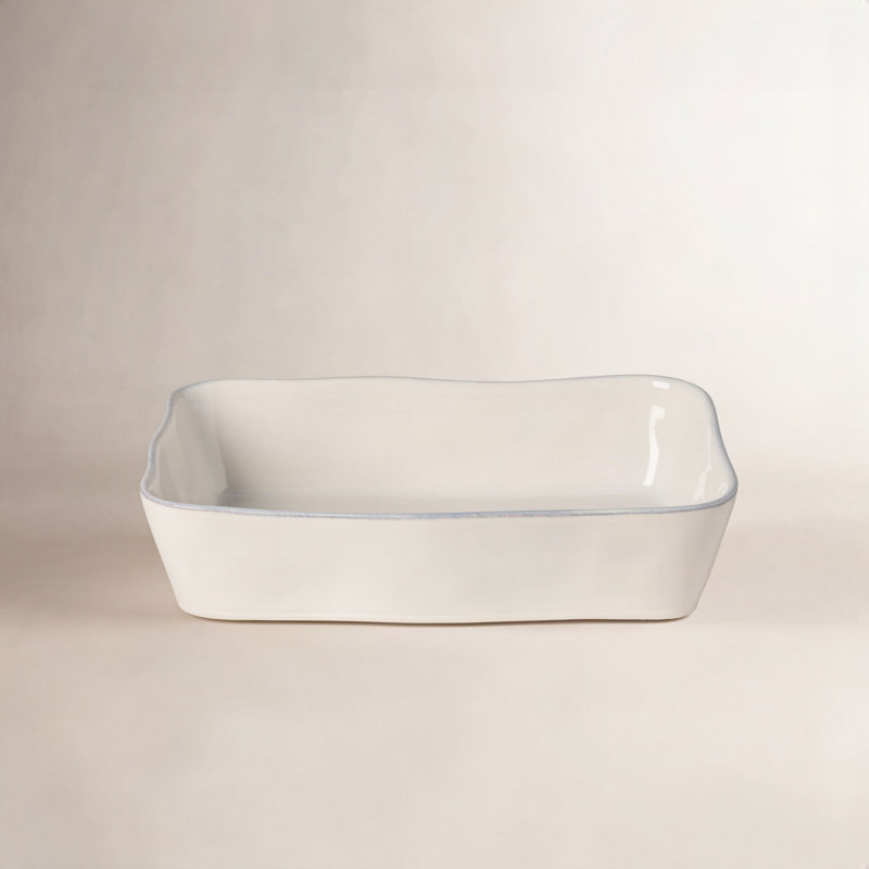 Costa Nova Livia Rectangle Stoneware Baker Bakeware, White, 3'' H X 12'' L X 8.75'' W