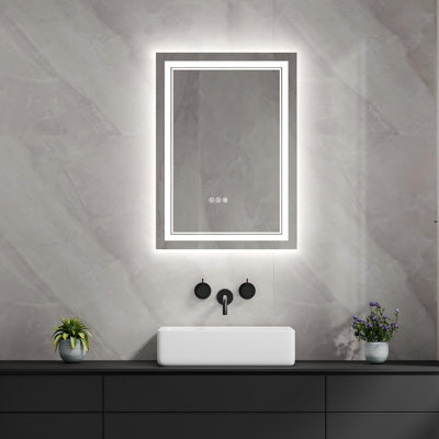  28"x20" LED Wall-Mounted Mirror for Bathroom, Anti-Fog, Dual Light, ETL Listed