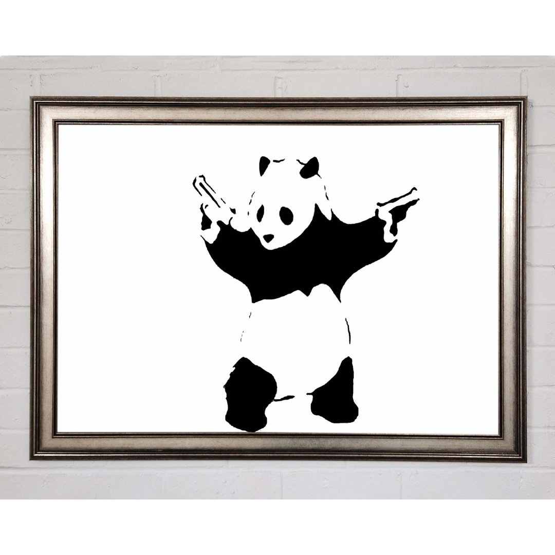 Panda Hold-Up Weiß Gerahmter Druck Wandkunst