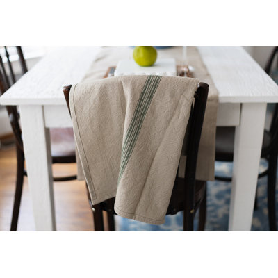 French Bistro Kitchen Tea Towel - Set of 2 - Vintage Stripes Spruce Green