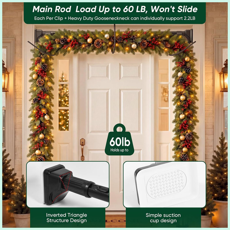Porte-guirlande ajustable réglable 39,4-86,6 portes, décorations de Noël et de fêtes