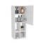 Armoire de salle de bain murale avec porte et 4 tablettes ouvertes, finition blanche.