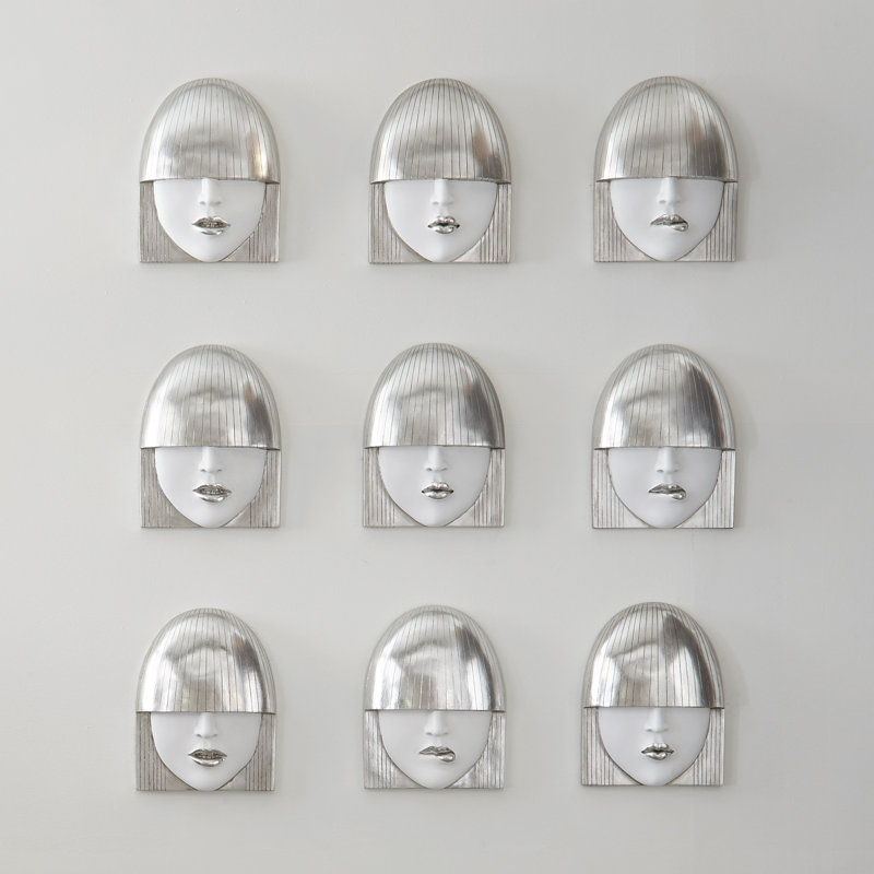 Fashion Faces Wall Décor, Silver Leaf/White