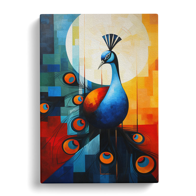 Peacock Constructivism - Wrapped Canvas, 50cm H x 35cm W x 3cm D