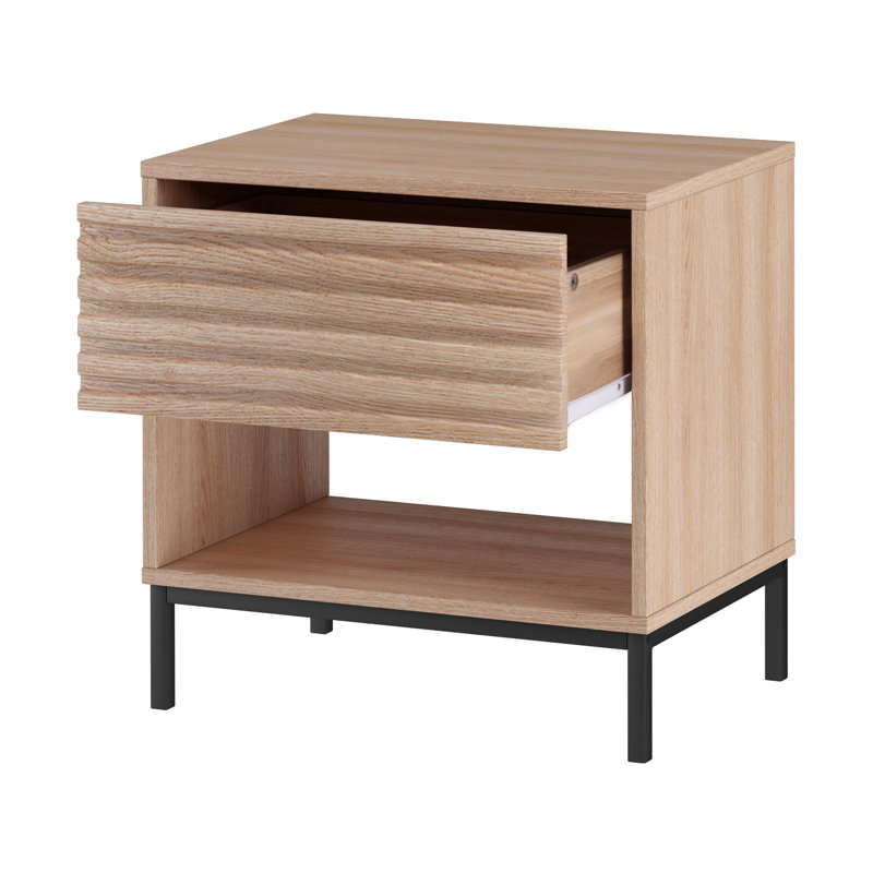 Ivi 50cm W Manufactured Wood Bedside Table, Oak