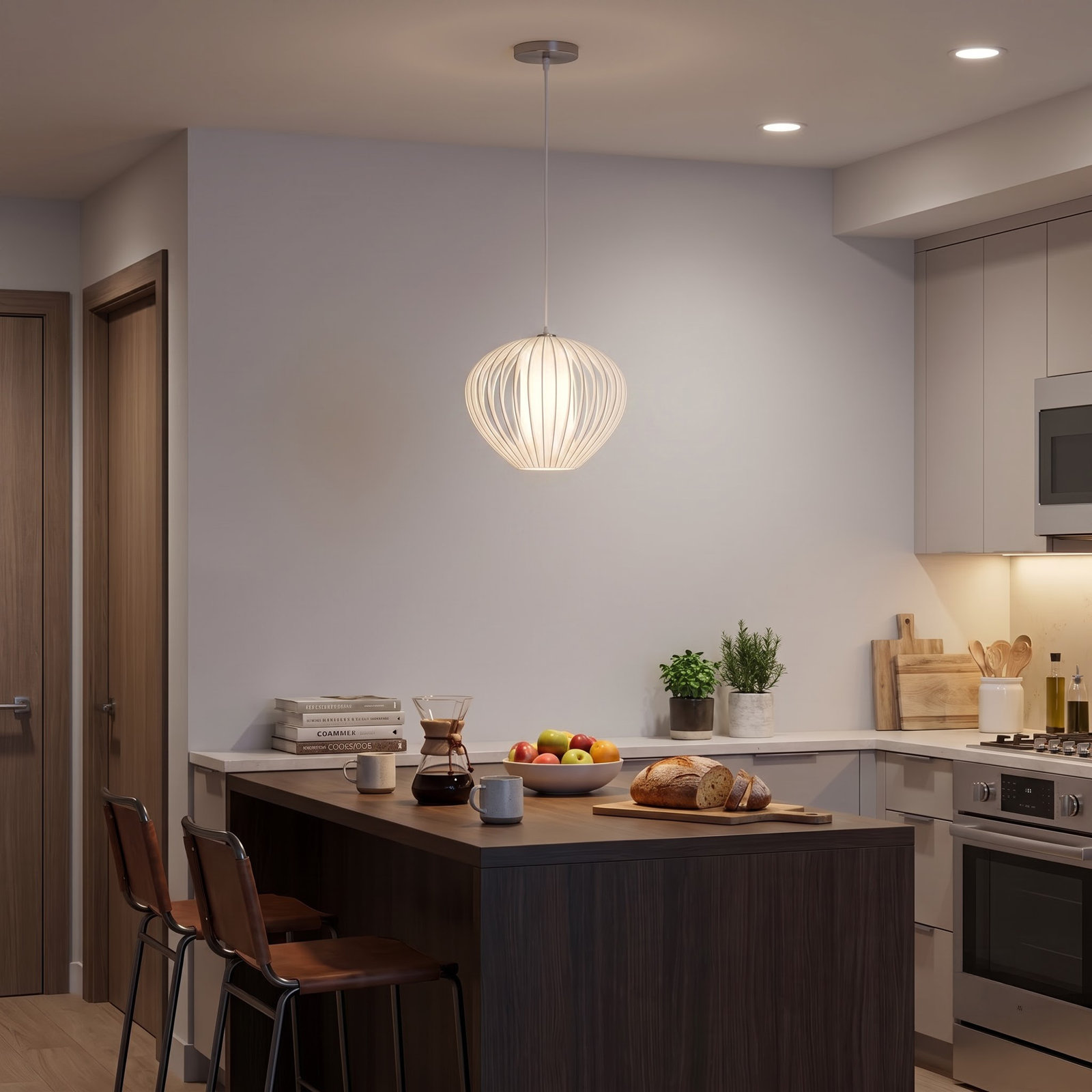 Mouton Dimmable Pendant, Satin Nickel