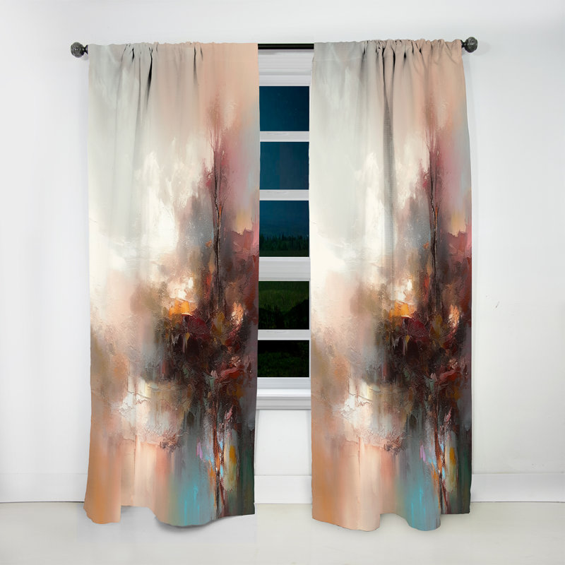 Rideau en velours brun foncé abstrait Nature IV - obscurcissant - 1 panneau, L 52 po x L 90 po