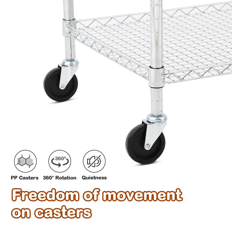 Metal Mesh Cart With Wheels, 36.6" H x 17" W  x 29.5" D
