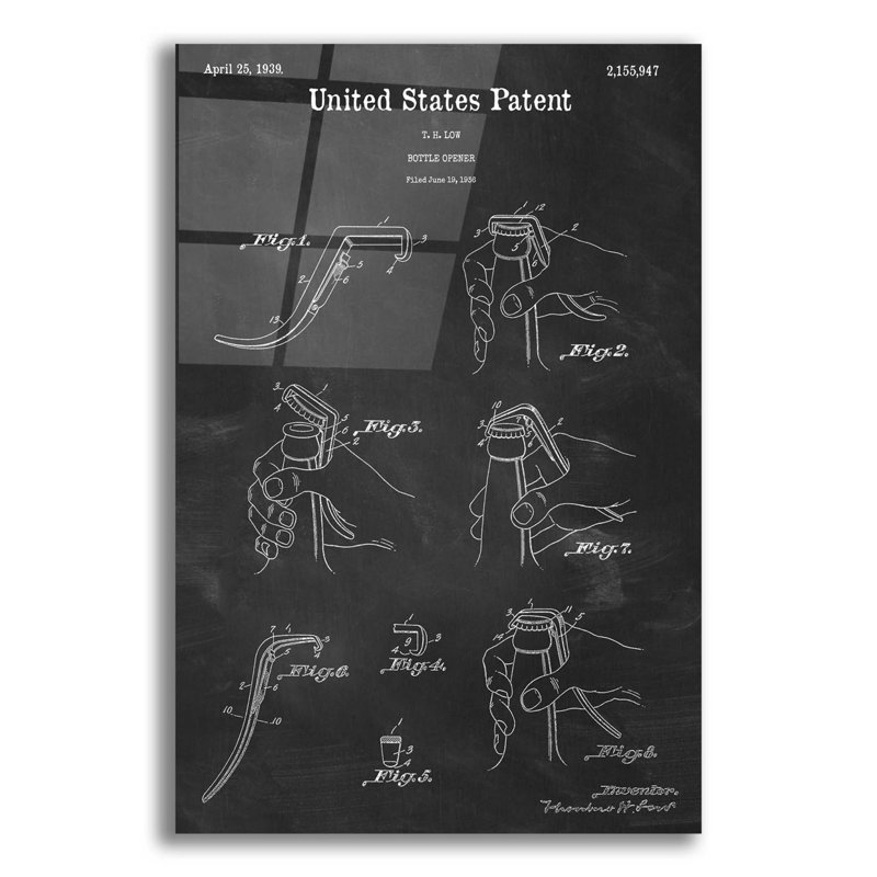 «Bottle Opener Blueprint Vernis», impression sans cadre, H 16 po x l 12 po x P 0,13 po