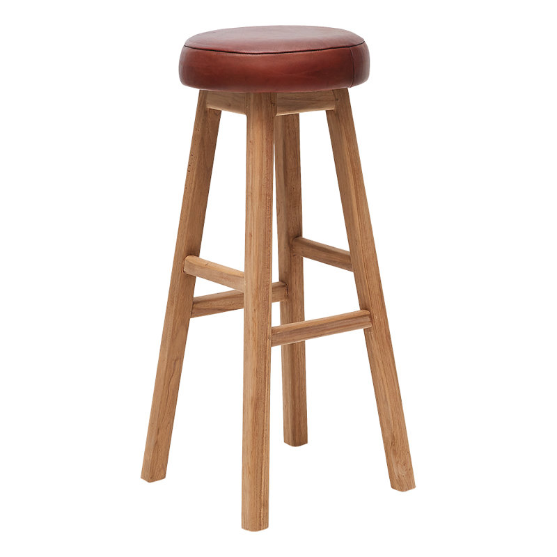 Linnea Upholstered Bar Stool with Solid Wood Frame, Mocca