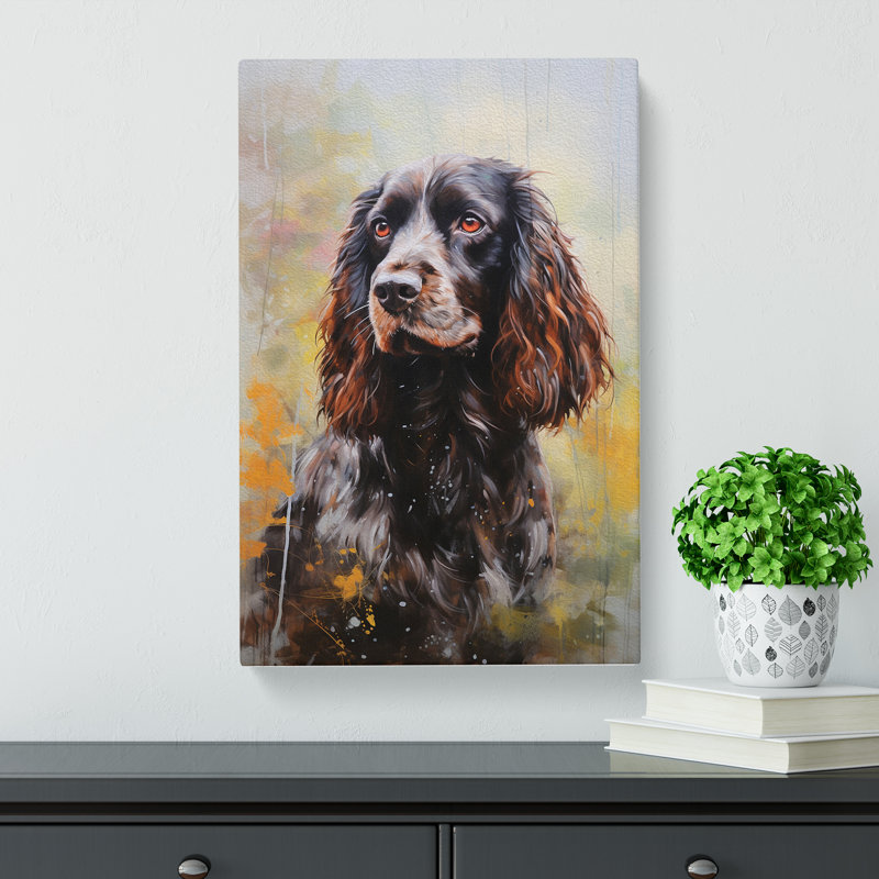 Cocker Spaniel Hard Edge Painting No.2 - Wrapped Canvas, 50cm H x 35cm W x 3cm D