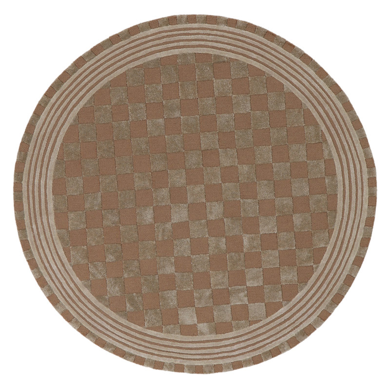 Mocha Tonal Check Rug, Round 6'