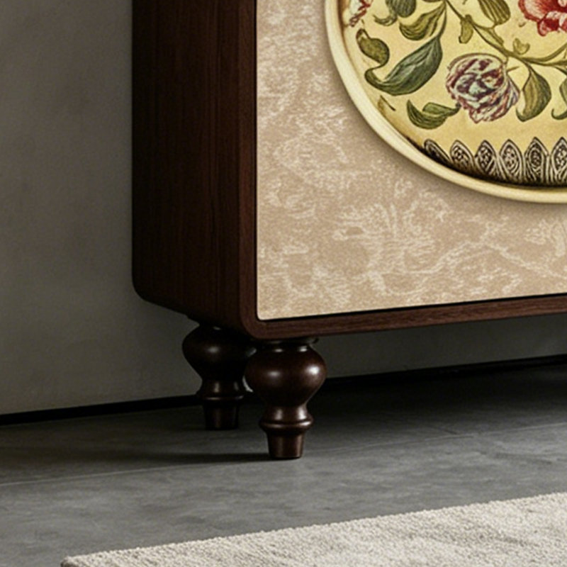 Armoire à chaussures en bois massif de style chinois rétro, Walnut