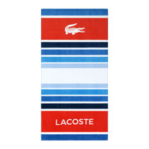 Lacoste CLIFF GRAY Towel 100% Cotton 30 x 52 Big Crocodile NEW WIDE STRIPE
