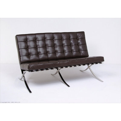 Causeuse à accoudoirs carrés en cuir véritable 58,9 po Beecroft