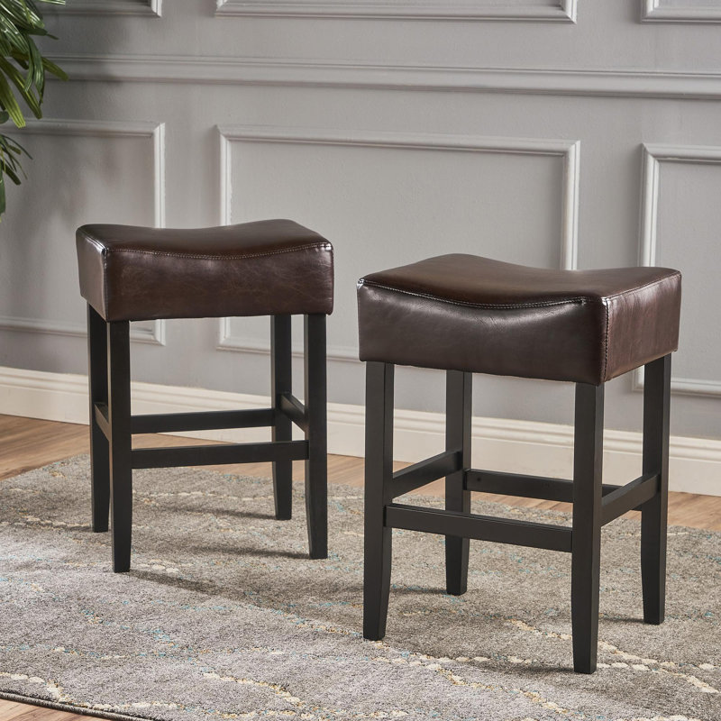 Ensemble de 2 tabourets de comptoir sans dossier 26 po, brun