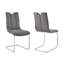 Chaise d'appoint de salle à manger Pacific en tissu gris et finition en acier inoxydable brossé - ensemble de 2