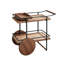 Chariot-bar en fer 31,5 "avec de grandes roues brunes uniques, une table d'appoint mobile à roulettes pour le rangement et la présentation du vin et des collations