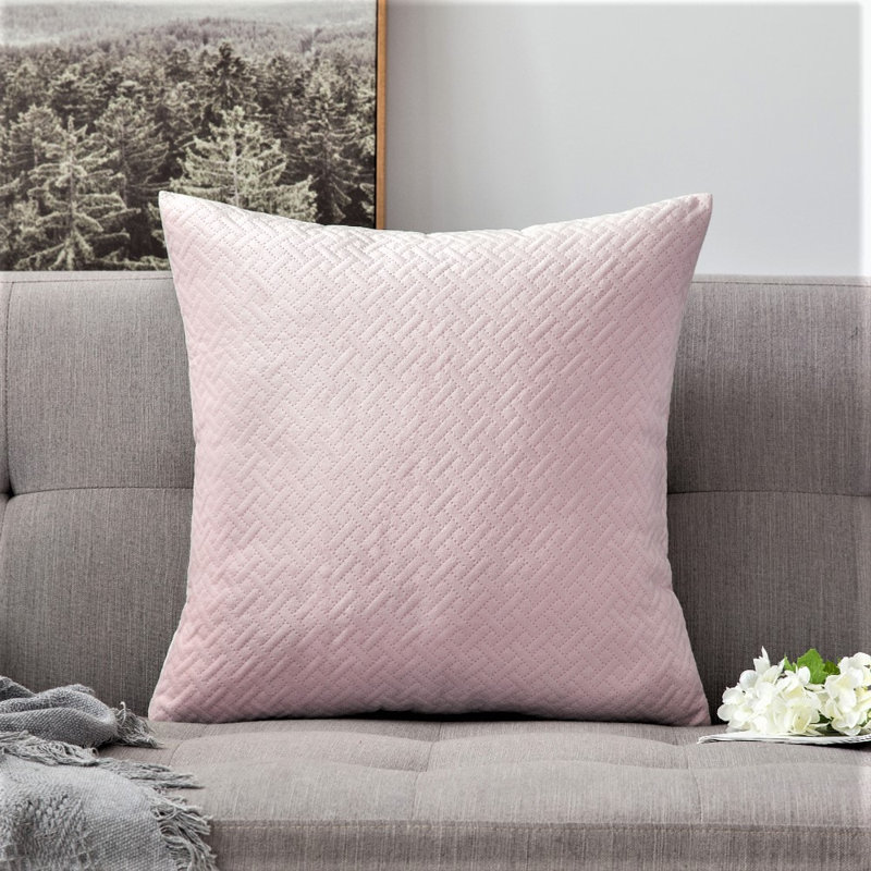 Geometric Velvet Reversible Throw Pillow, Pink