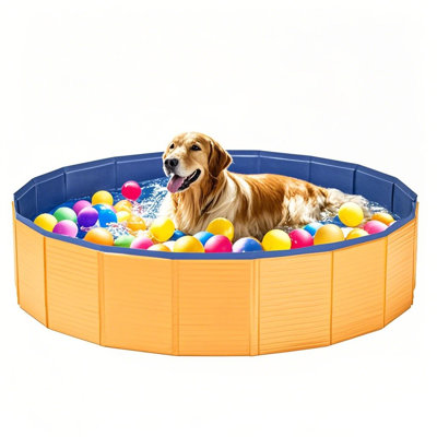 Bassin pliable pour chien avec fond antidérapant et valve de drainage