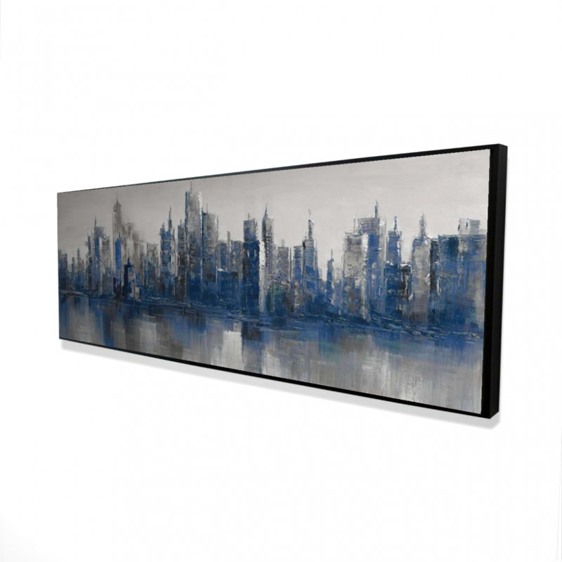 Melancholy City - Toile grise encadrée pour la décoration intérieure