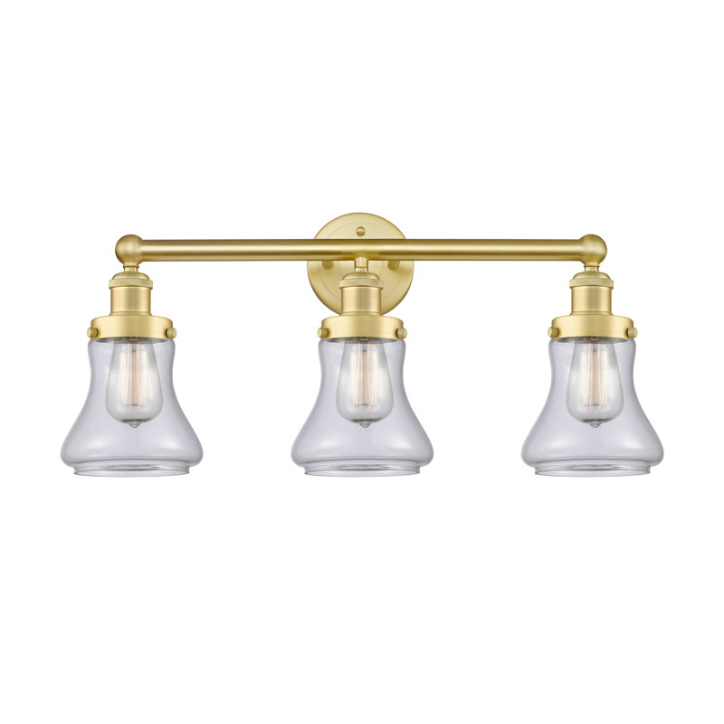 Éclairage pour meuble-lavabo à 3 lumières à intensité variable Asadbek, Transparent, Or satiné
