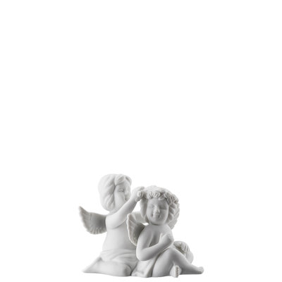 Engel klein Engelpaar mit Blumenkranz