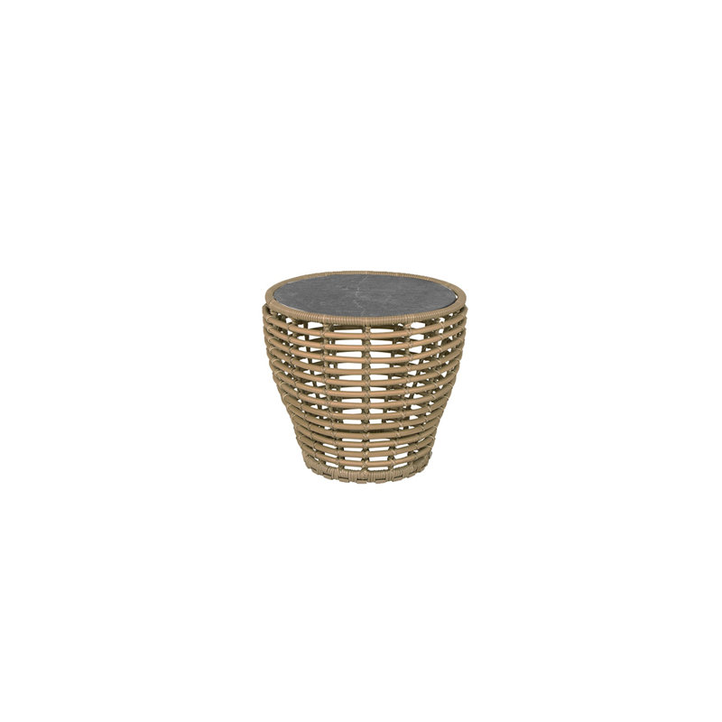 Basket Outdoor Round Coffee Table, 19.7" W x 19.7" Lx 17.7" H, Graphite/Fossil Black