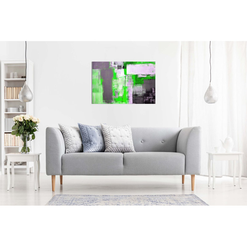 Office Abstract Art Painting - Wrapped Canvas Print, 31cm H x 46cm W, Green