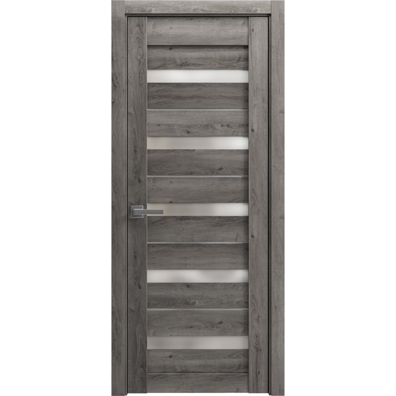 Porte française solide | Verre givré Quadro | Poignée simple à panneau régulier | Portes de salle de bain et de chambre à coucher