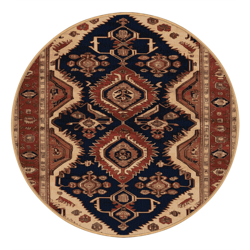 Machine Washable Persian Brown Area Rug, Round 3'
