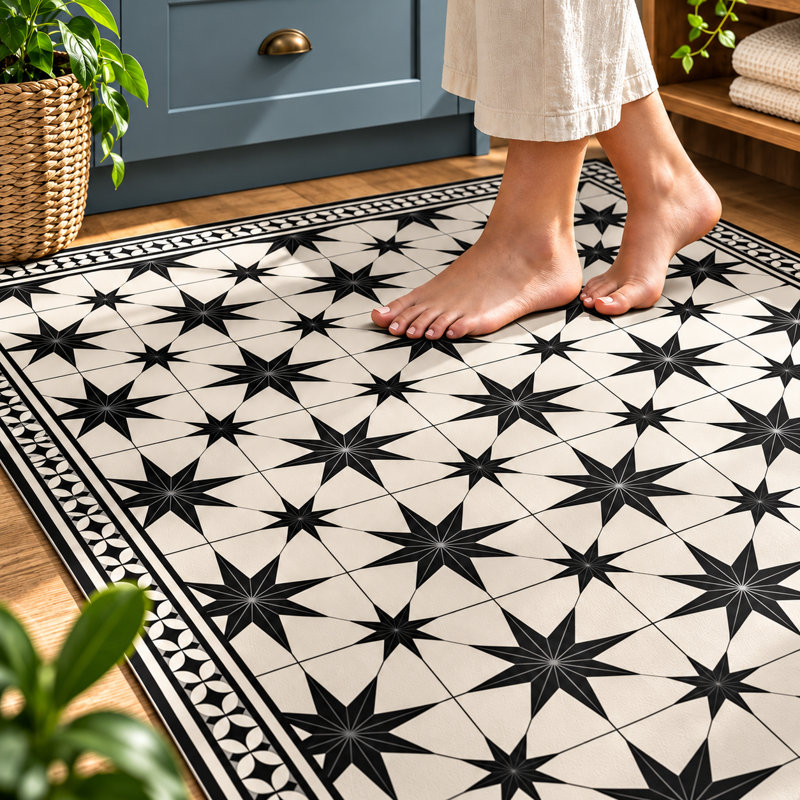 Tapis de cuisine noir NightSky, Rectangulaire 2 pi x 4 pi