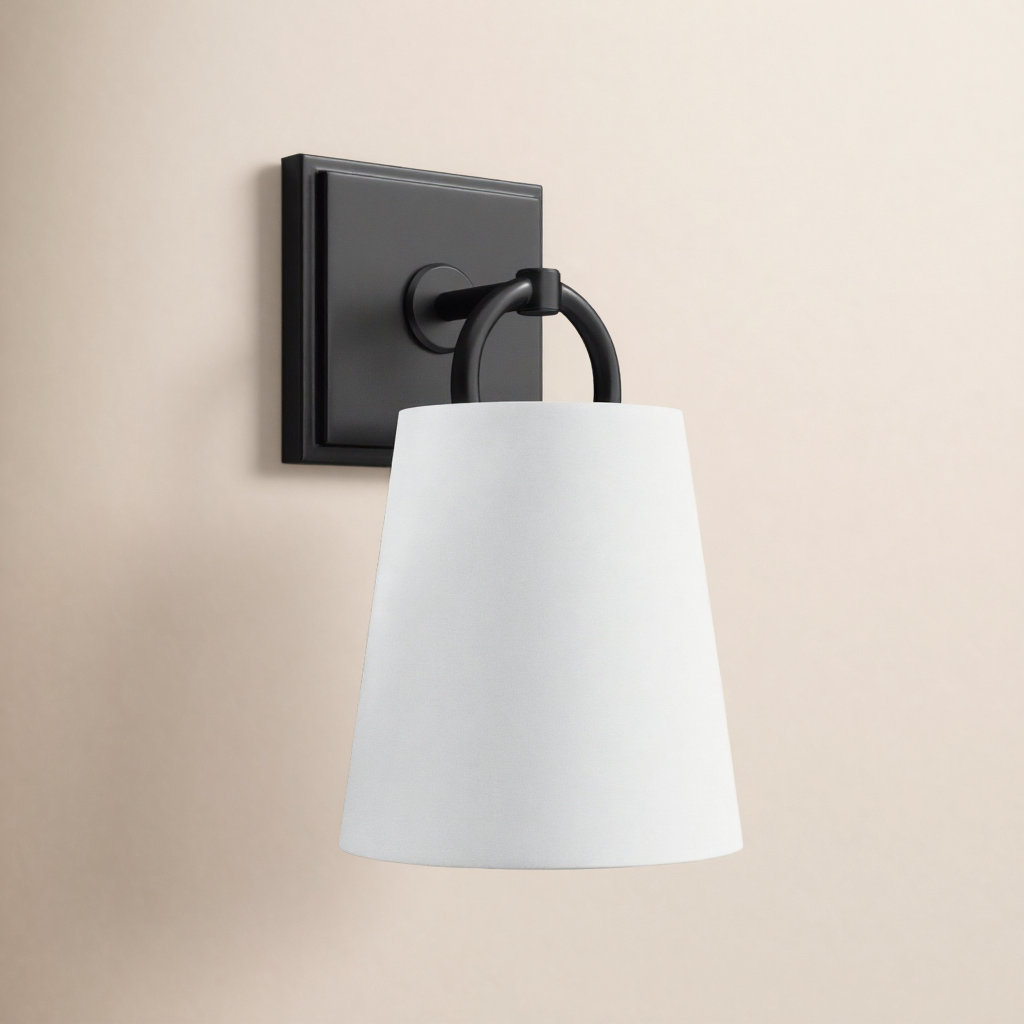 Newhaven Steel Armed Sconce, Matte Black