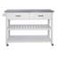 Chariot de cuisine en acier inoxydable avec plateau en blanc - 2 tiroirs pour un chariot de rangement optimal, deux zones de cuisson organisées