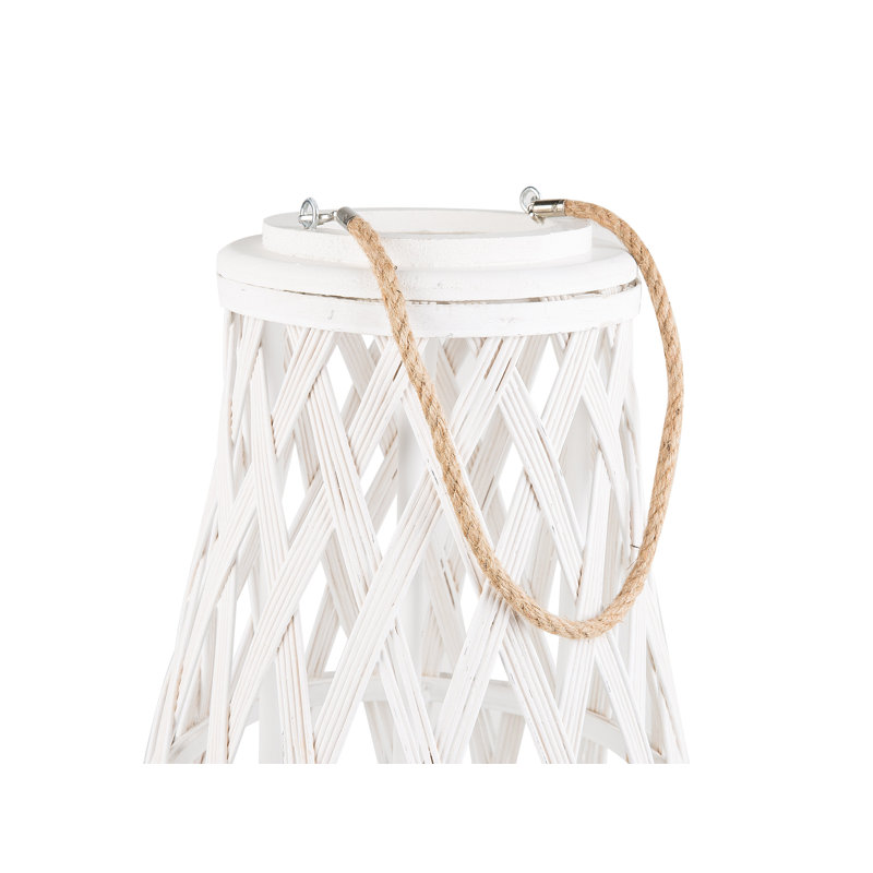 Wood Floor Lantern, White, 75cm H x 39cm W x 39cm D