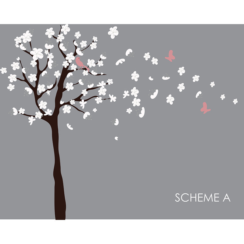 Décalcomanie murale "sapin, fleurs et fleurs souffle" en vent, Schéma A