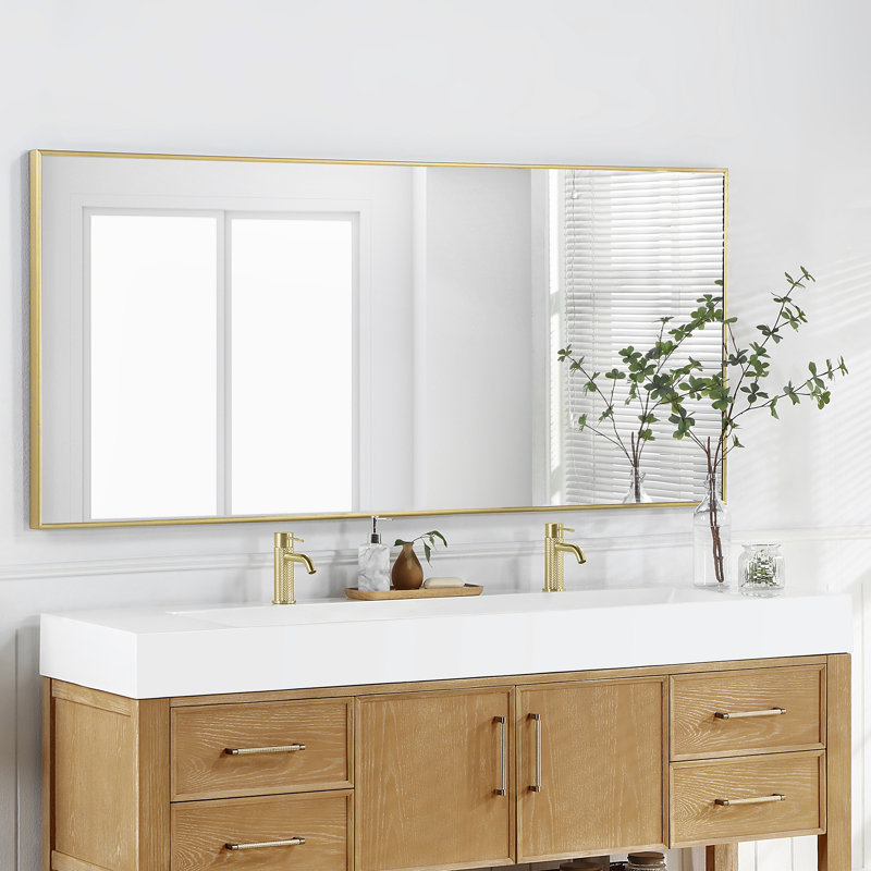 Cedrice 72 in. Rectangular White Composite Granite Stone Console Bathroom Vanity Sink
